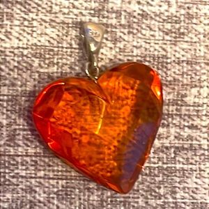 Amber 925 Silver Heart Pendant